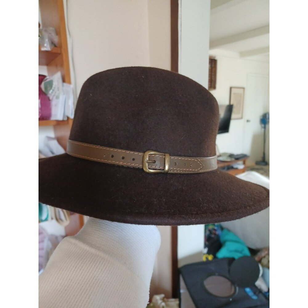 womens brown wool fedora hat washable crushable Italy 57